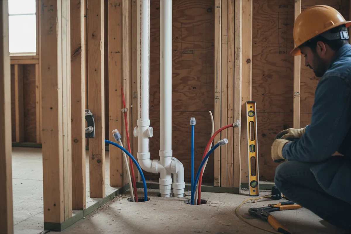 Drain and supply rough-in during Leak Detection in Munger