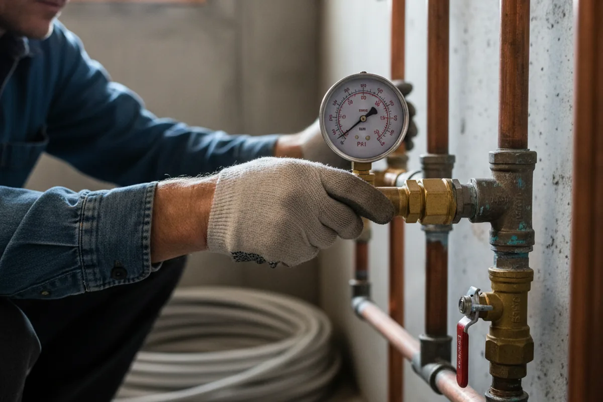 Pressure testing a repaired line during Water Line Repair in Munger